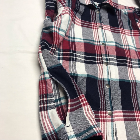 Orvis Red and Blue Plaid Flannel Shirt Jacket Size Large Fleece Lined Outdoor - Picture 10 of 13